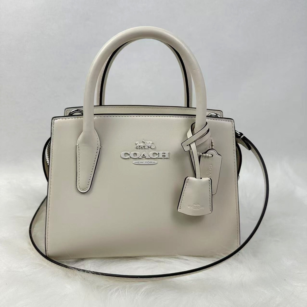 COACH Andrea Carryall Bag Crossbody In Leather/Silver/Chalk CP081 NWT